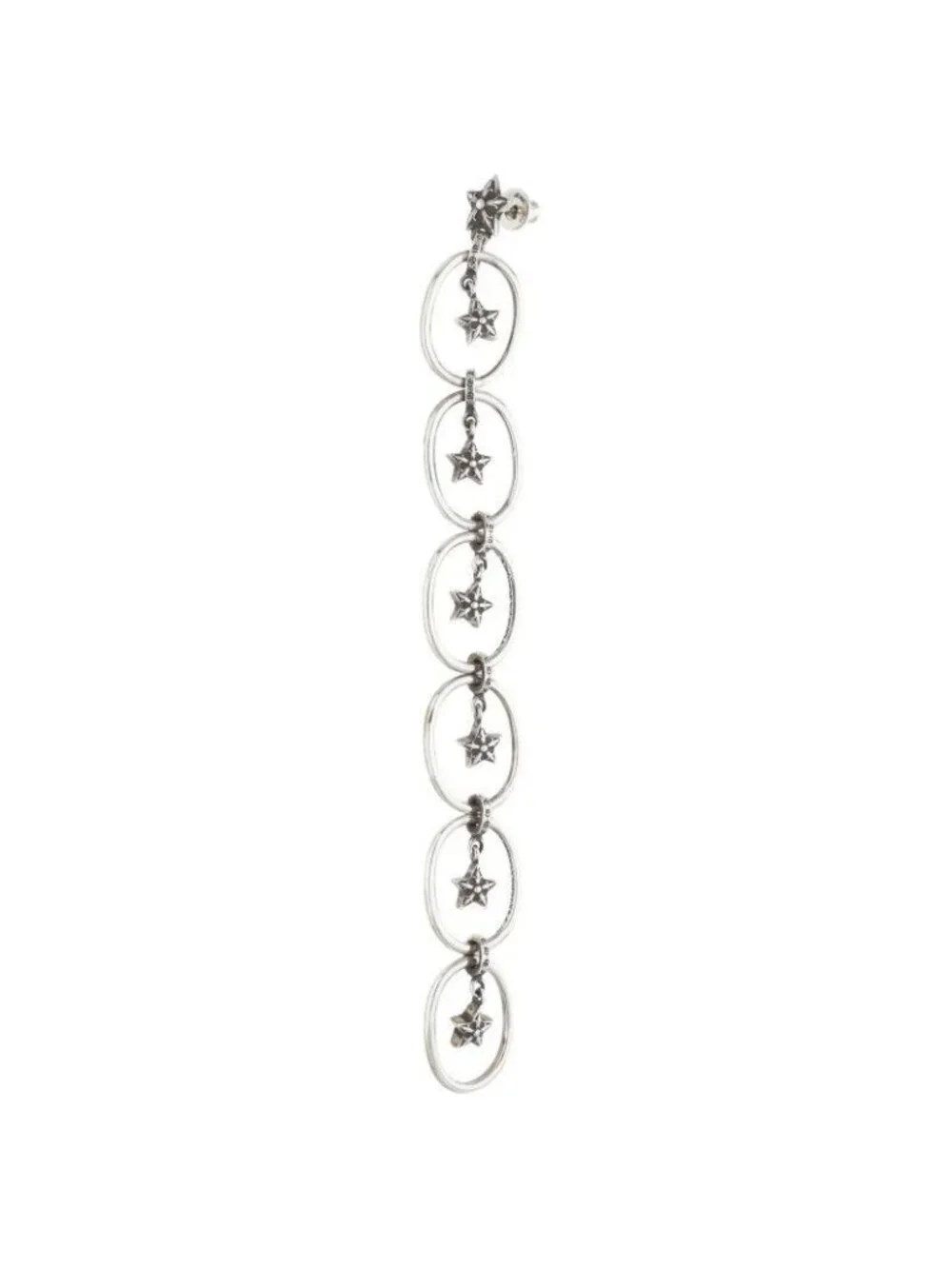 Chrome Hearts Paper Oval Star Drop Silver Earrings